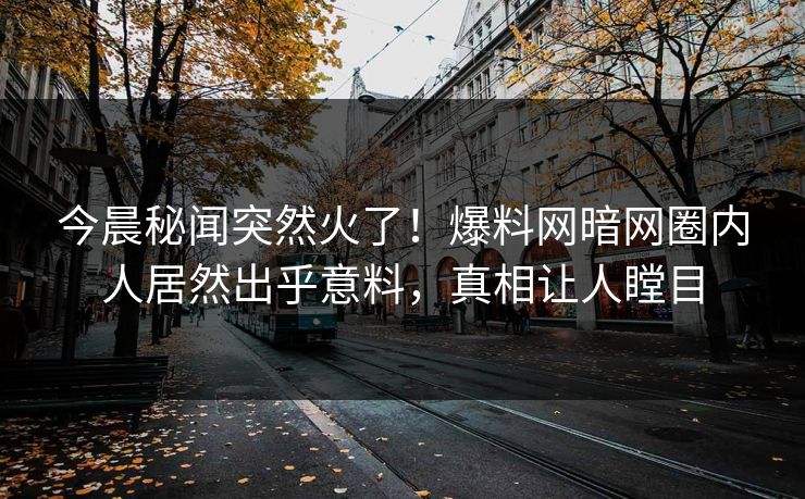 今晨秘闻突然火了！爆料网暗网圈内人居然出乎意料，真相让人瞠目
