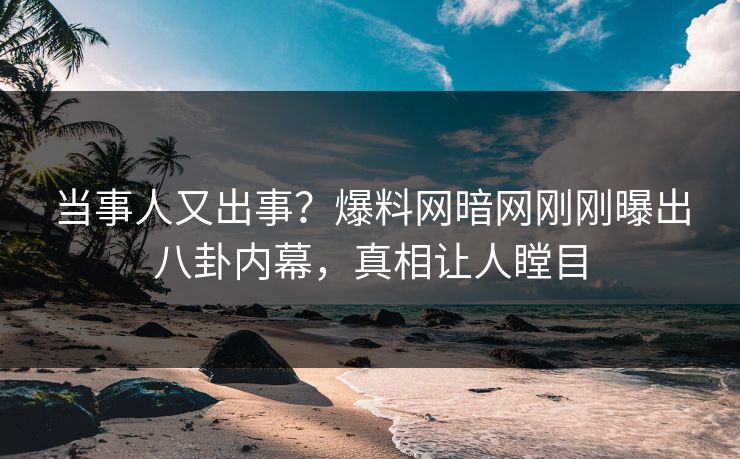 当事人又出事？爆料网暗网刚刚曝出八卦内幕，真相让人瞠目