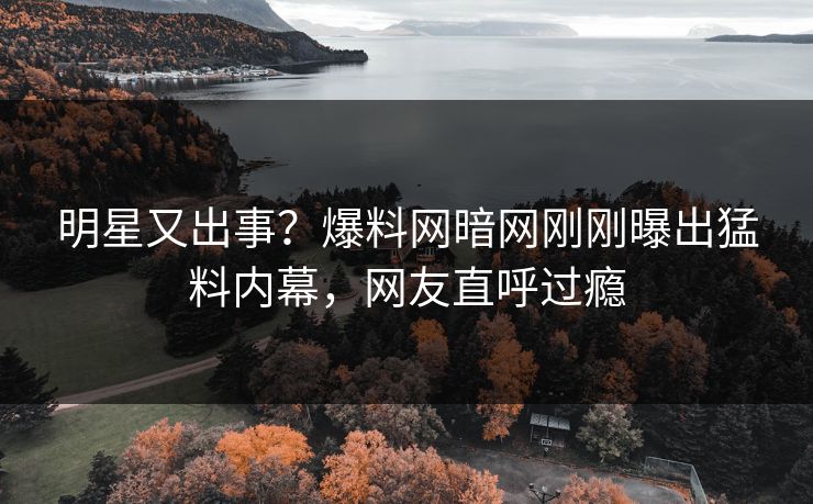 明星又出事？爆料网暗网刚刚曝出猛料内幕，网友直呼过瘾