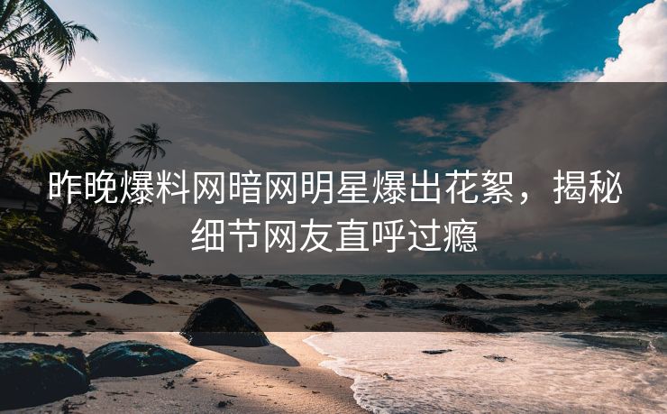 昨晚爆料网暗网明星爆出花絮，揭秘细节网友直呼过瘾