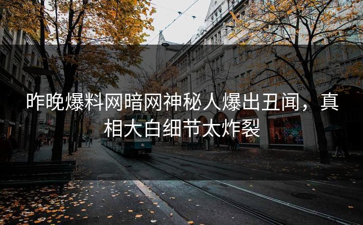 昨晚爆料网暗网神秘人爆出丑闻，真相大白细节太炸裂