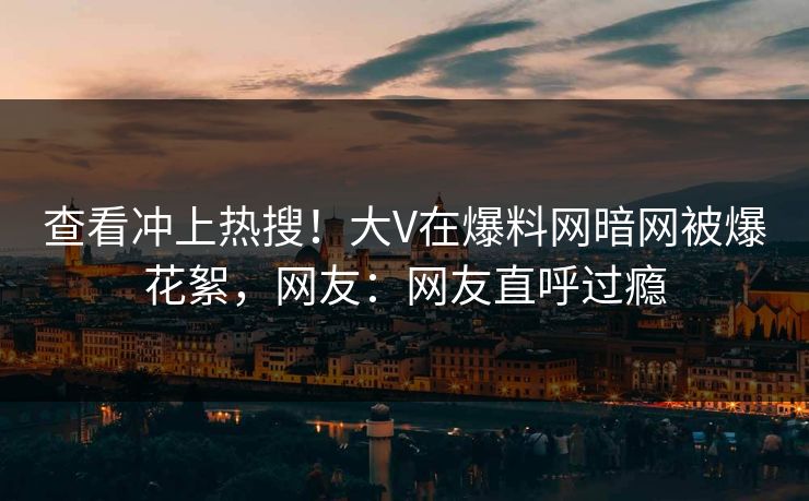 查看冲上热搜！大V在爆料网暗网被爆花絮，网友：网友直呼过瘾