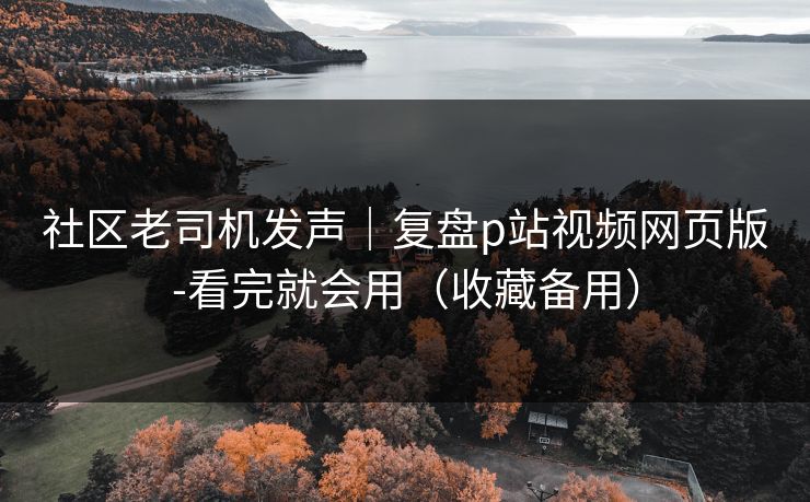 社区老司机发声｜复盘p站视频网页版-看完就会用（收藏备用）