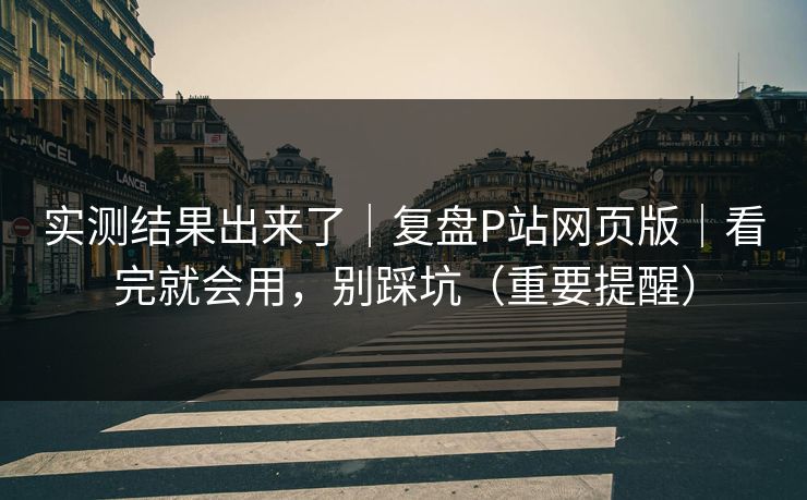 实测结果出来了｜复盘P站网页版｜看完就会用，别踩坑（重要提醒）